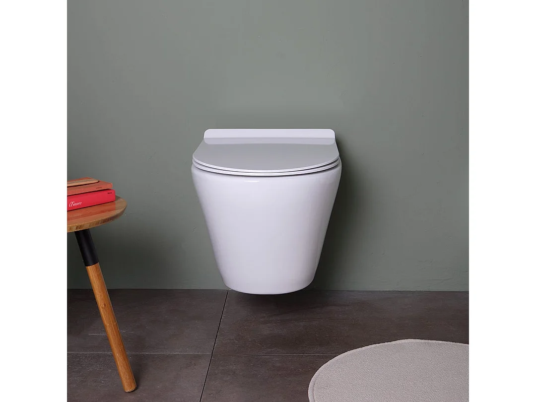 Wc Suspendu En Céramique Affleurant Rimless | Blues