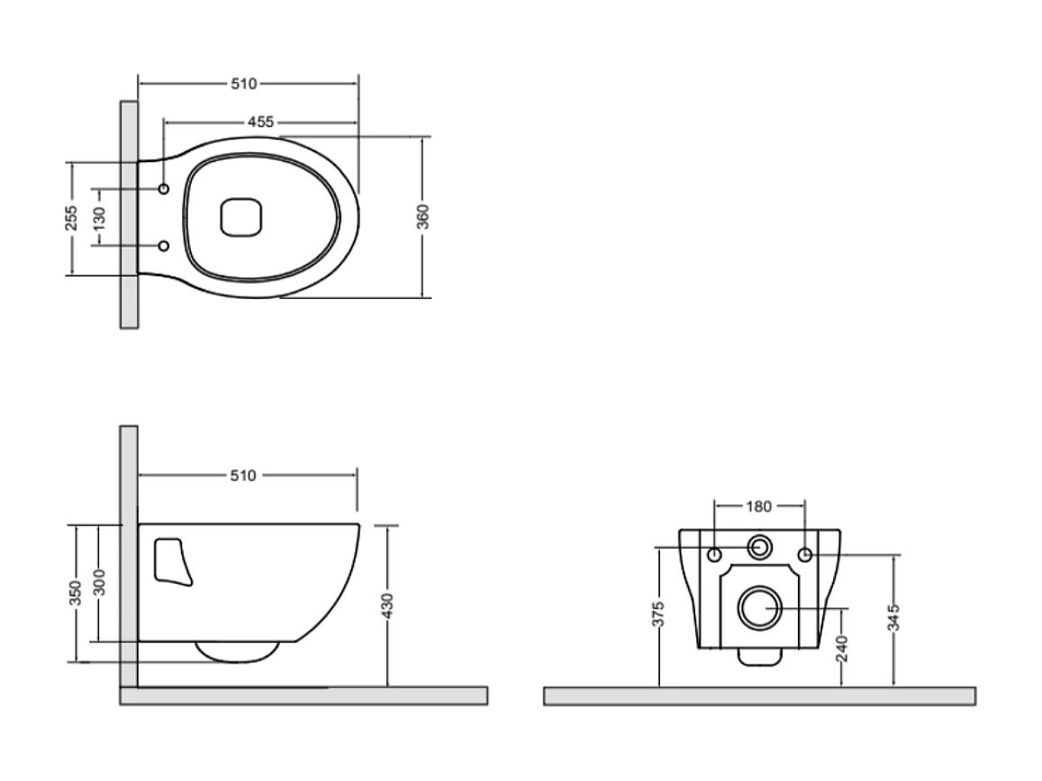 Toilettes Murales Rondes En Céramique Blanche | Patascoss