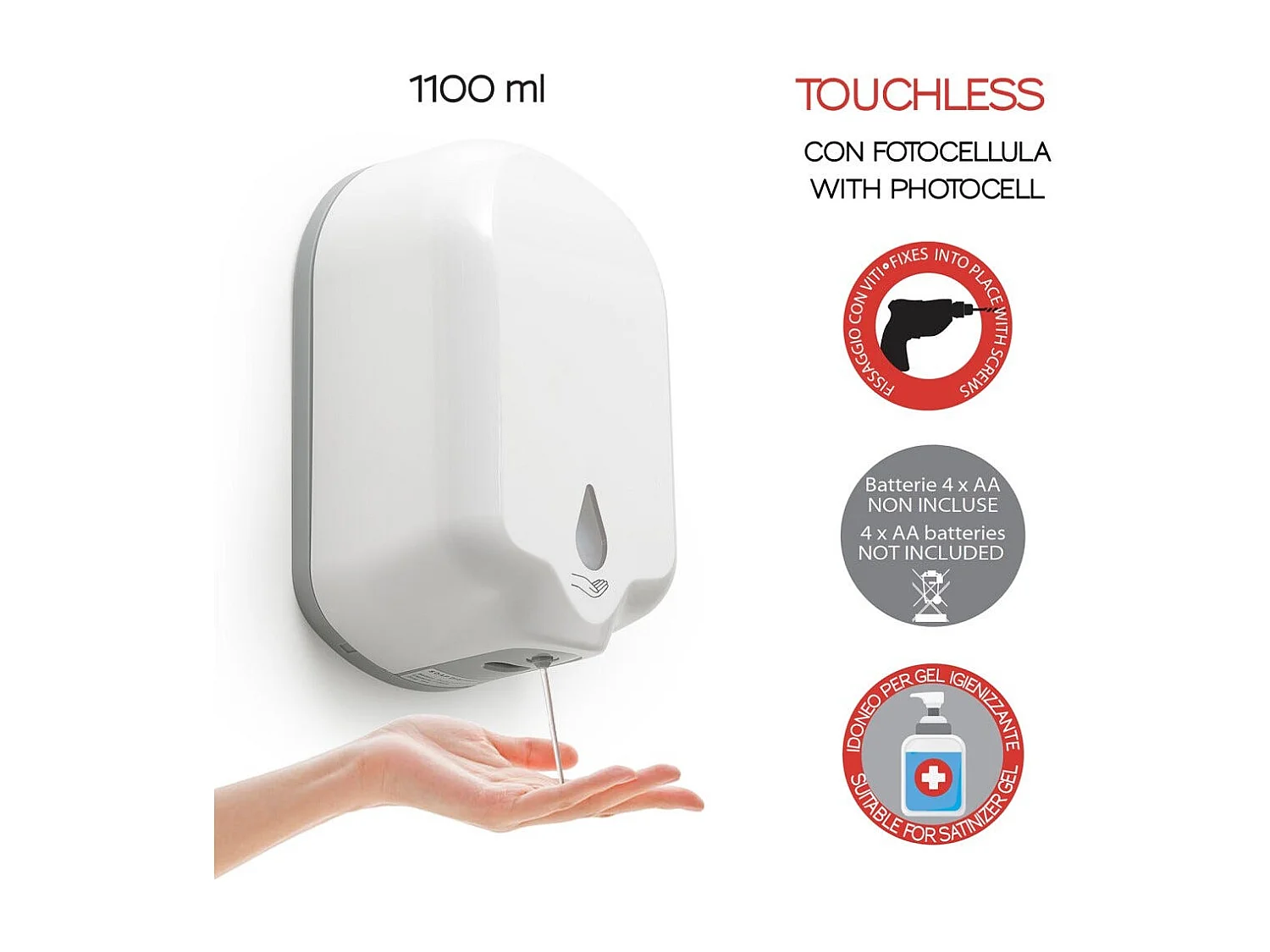 Distributeur De Savon Sans Contact Avec Capteur Abs Blanc | Jelly