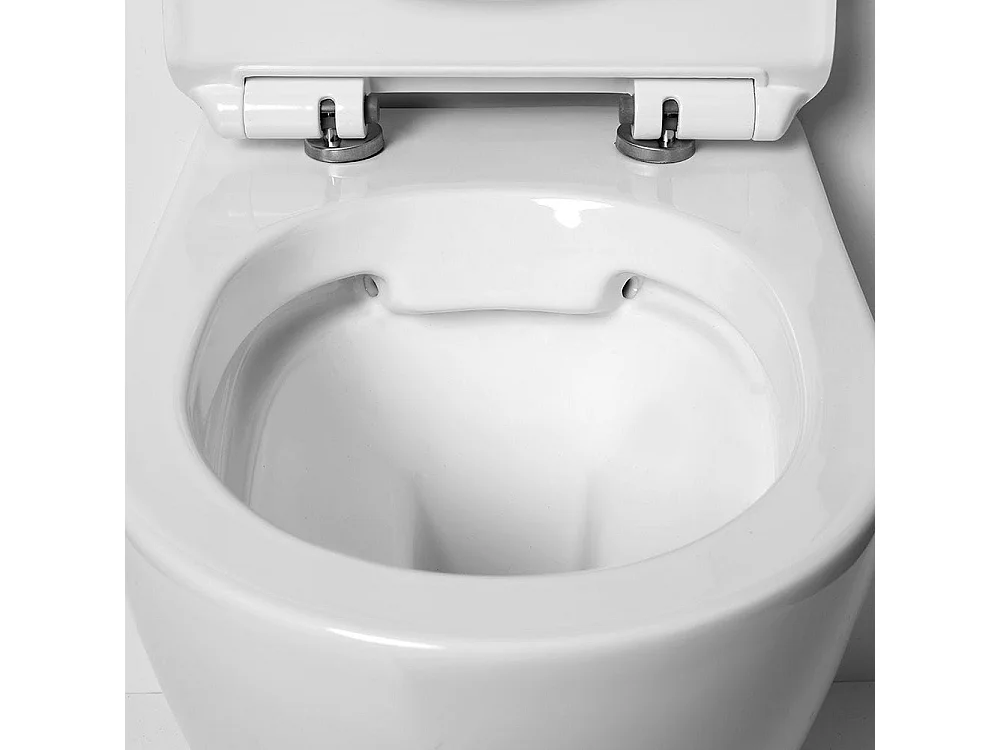 Cuvette De Wc Suspendue En Céramique Sans Rebord Avec Abattant | Folk