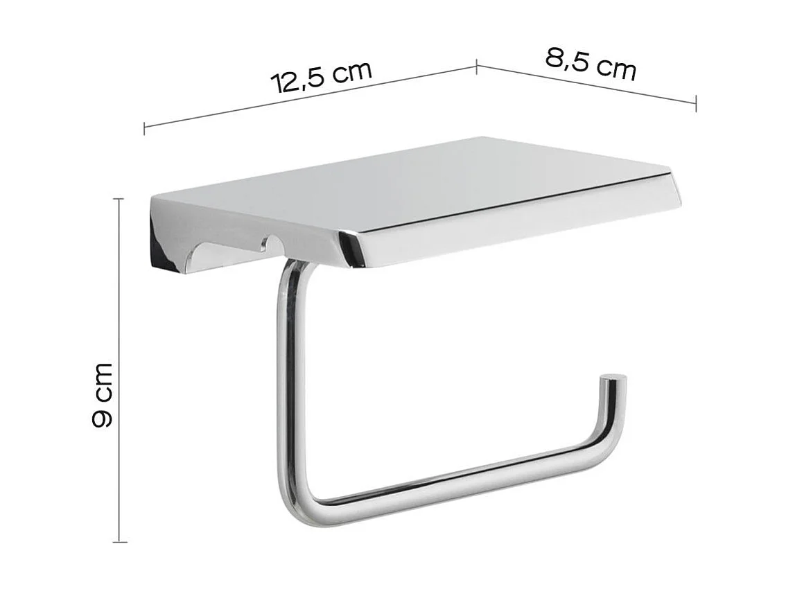 Porte-Rouleaux De Papier Toilette Avec Tablette En Acier Inoxydable Chromé
