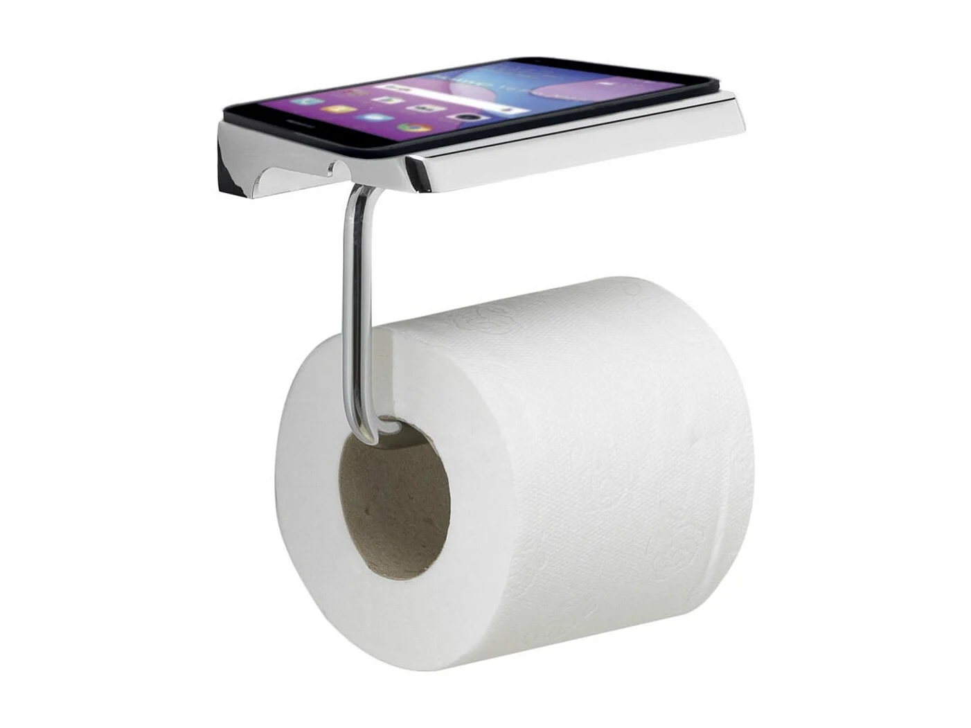 Porte-Rouleaux De Papier Toilette Avec Tablette En Acier Inoxydable Chromé