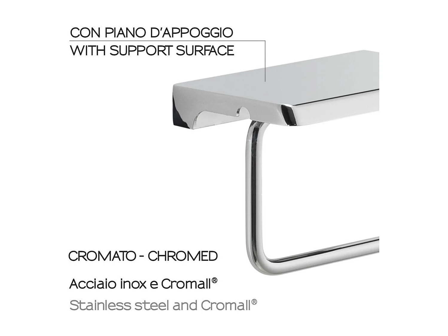 Porte-Rouleaux De Papier Toilette Avec Tablette En Acier Inoxydable Chromé