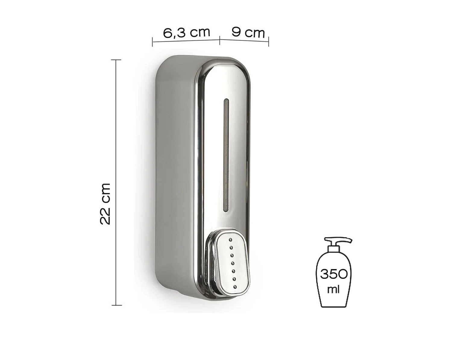 Distributeur Mural En Résine Chromée De 350 Ml De Gel De Savon Désinfectant  | Mullet
