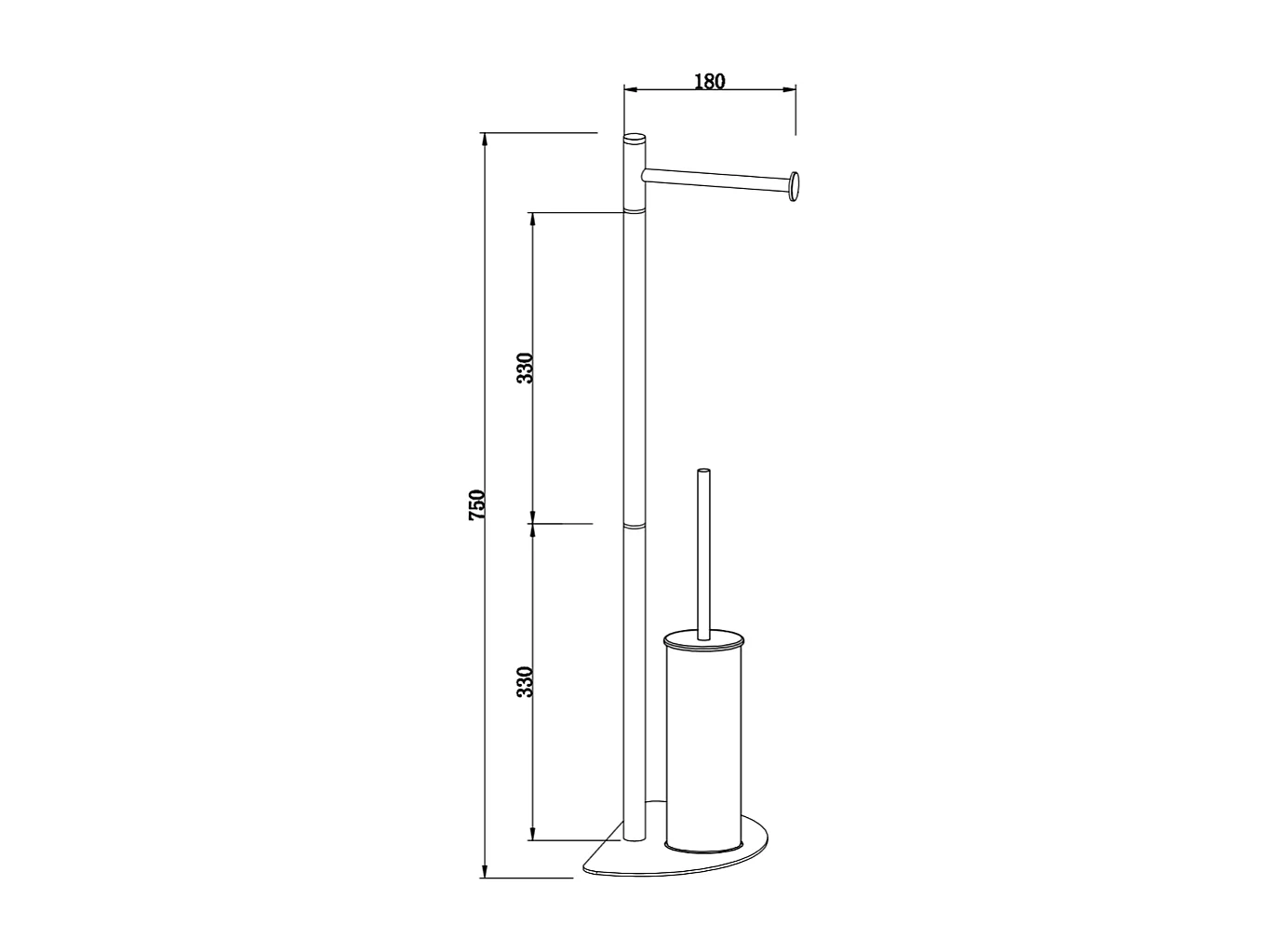 Porte-Rouleau De Papier Toilette Et Brosse De Toilette Chromé Avec Base En Demi-Lune