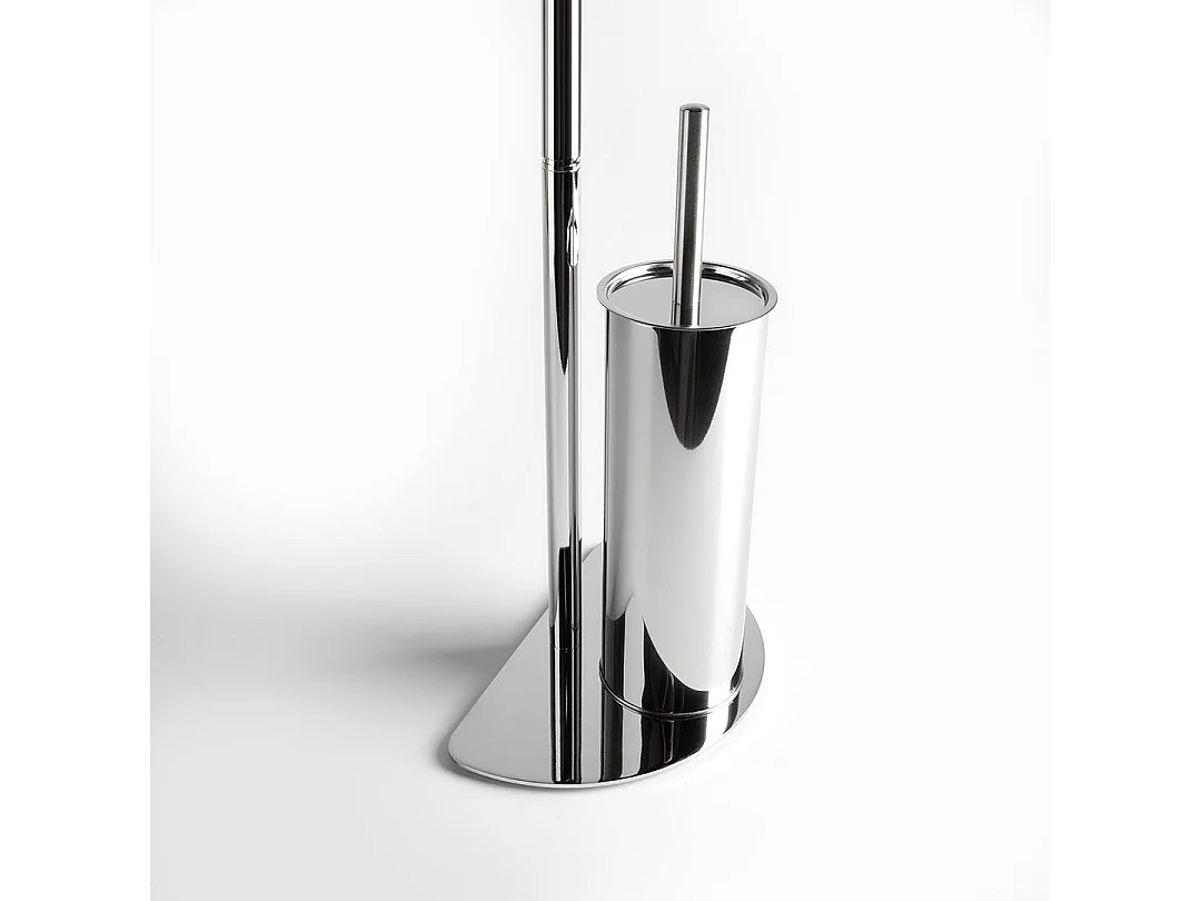 Porte-Rouleau De Papier Toilette Et Brosse De Toilette Chromé Avec Base En Demi-Lune