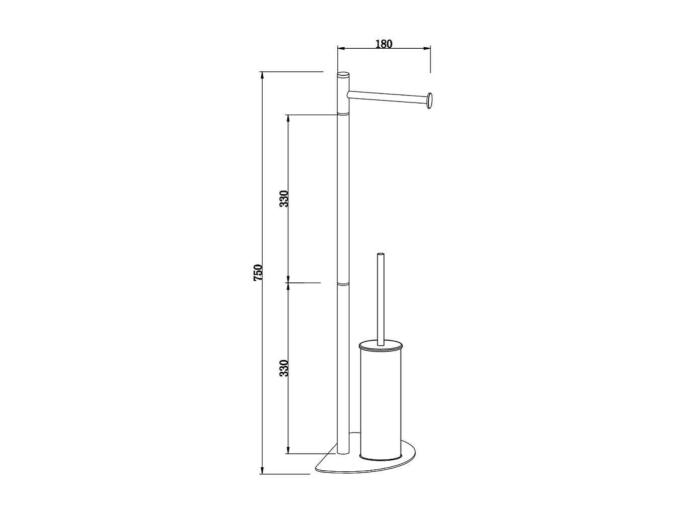 Porte-Rouleau De Papier Toilette Et Brosse De Toilette Chromé Avec Base En Demi-Lune