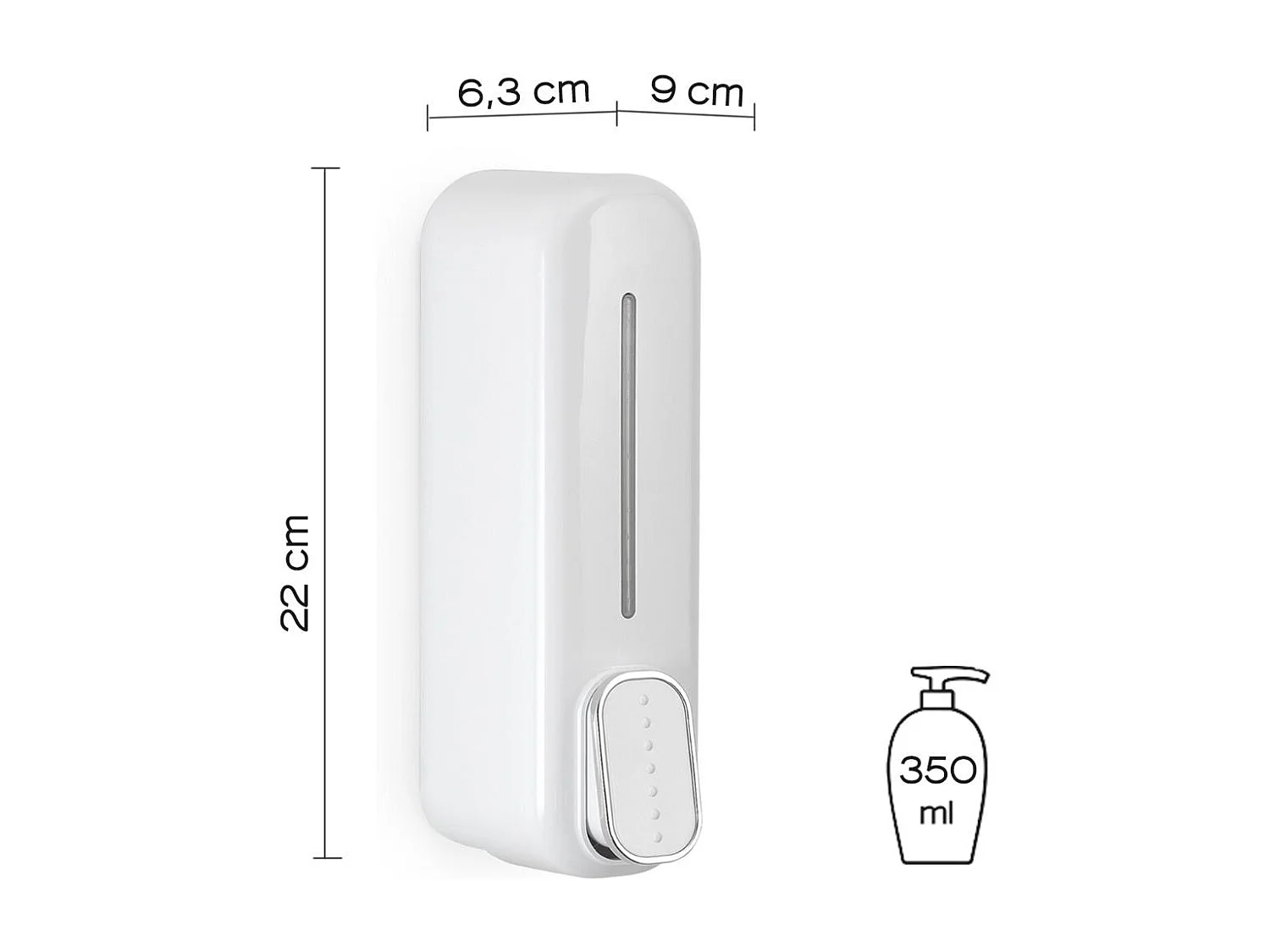 Distributeur De Savon Ou De Gel Désinfectant Blanc 350Ml En Résine Montage Mural  | Mullet