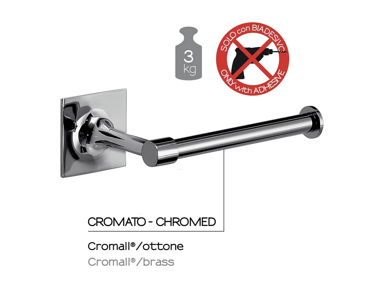 Porte-Serviettes De 50 Cm - Longueur Modifiable - Laiton Chromé  | Mimosa