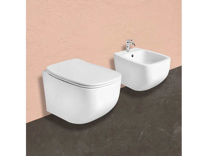 Ensemble De Salle De Bains En Céramique Blanc Mat À Suspendre | Mozart