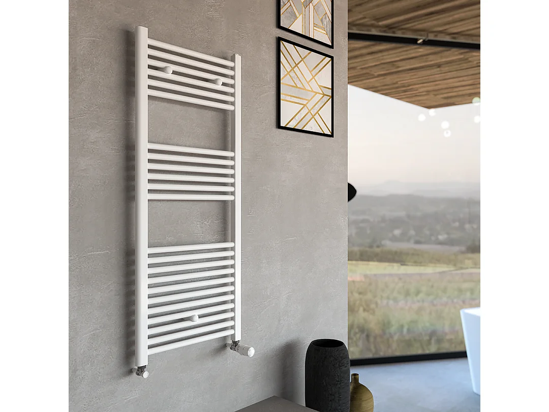 Sèche-Serviettes De Bain 75X180 En Acier Blanc