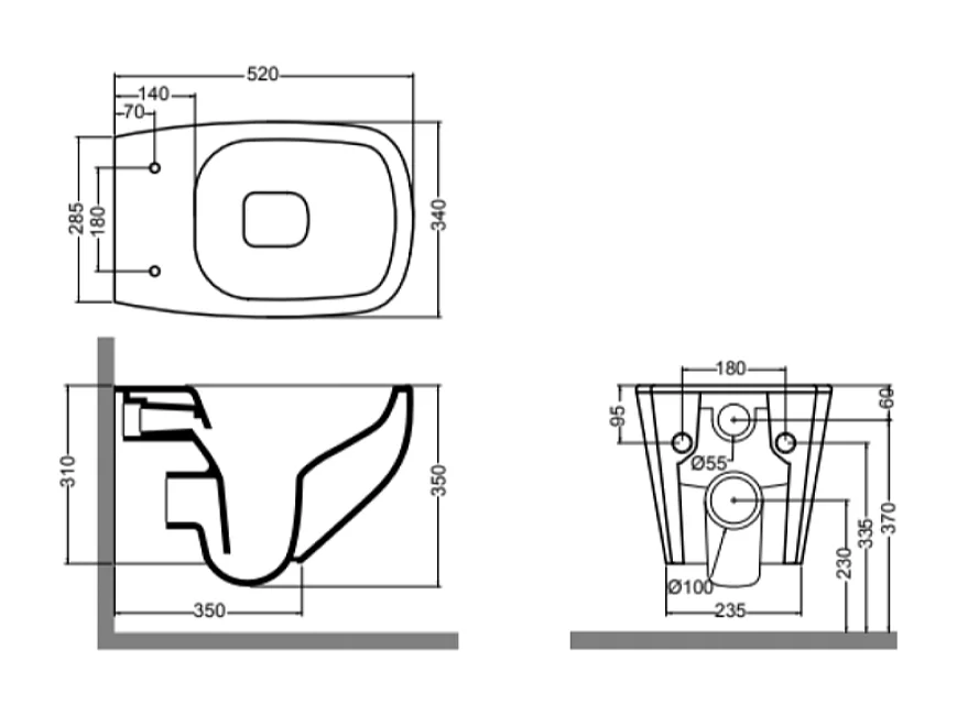 Ensemble De Salle De Bains En Céramique Blanche Brillante À Suspendre | Mozart