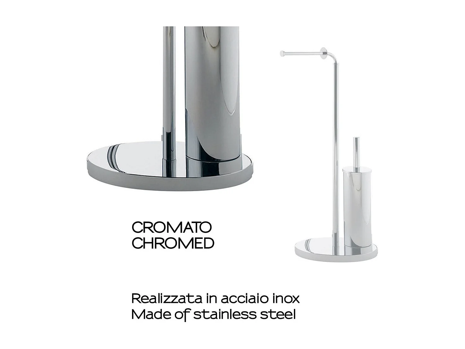 Porte-Rouleau De Papier Toilette Et Porte-Brosse En Acier Inoxydable Chromé | Mille