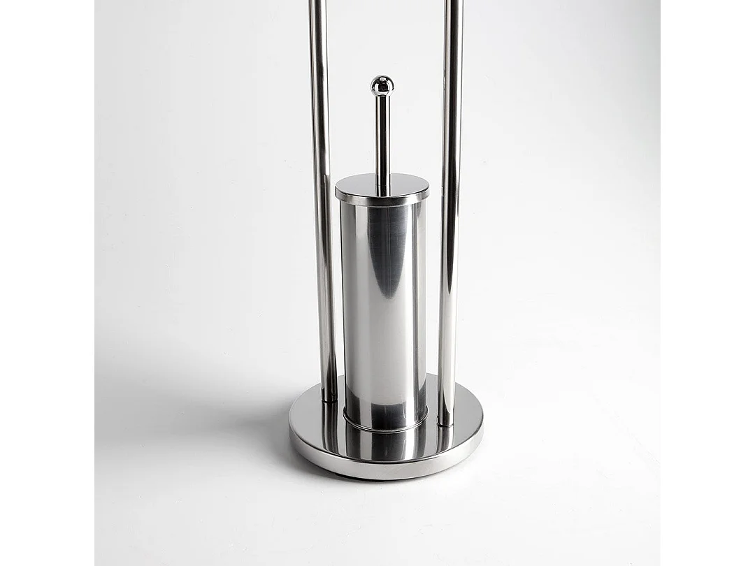 Porte-Rouleau De Papier Toilette Couvert Et Porte-Brosse De Toilette Chromé À Base Ronde