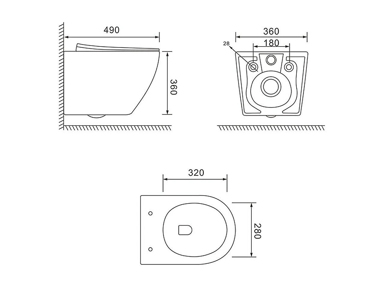 Ensemble De Sanitaires Suspendus Noir Mat Avec Siège De Toilette | Folk