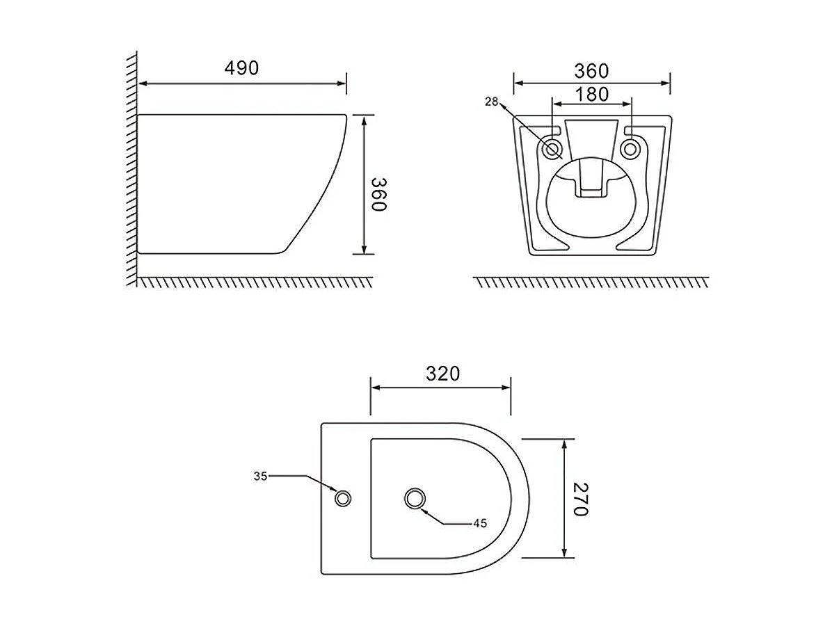 Ensemble De Sanitaires Suspendus Noir Mat Avec Siège De Toilette | Folk