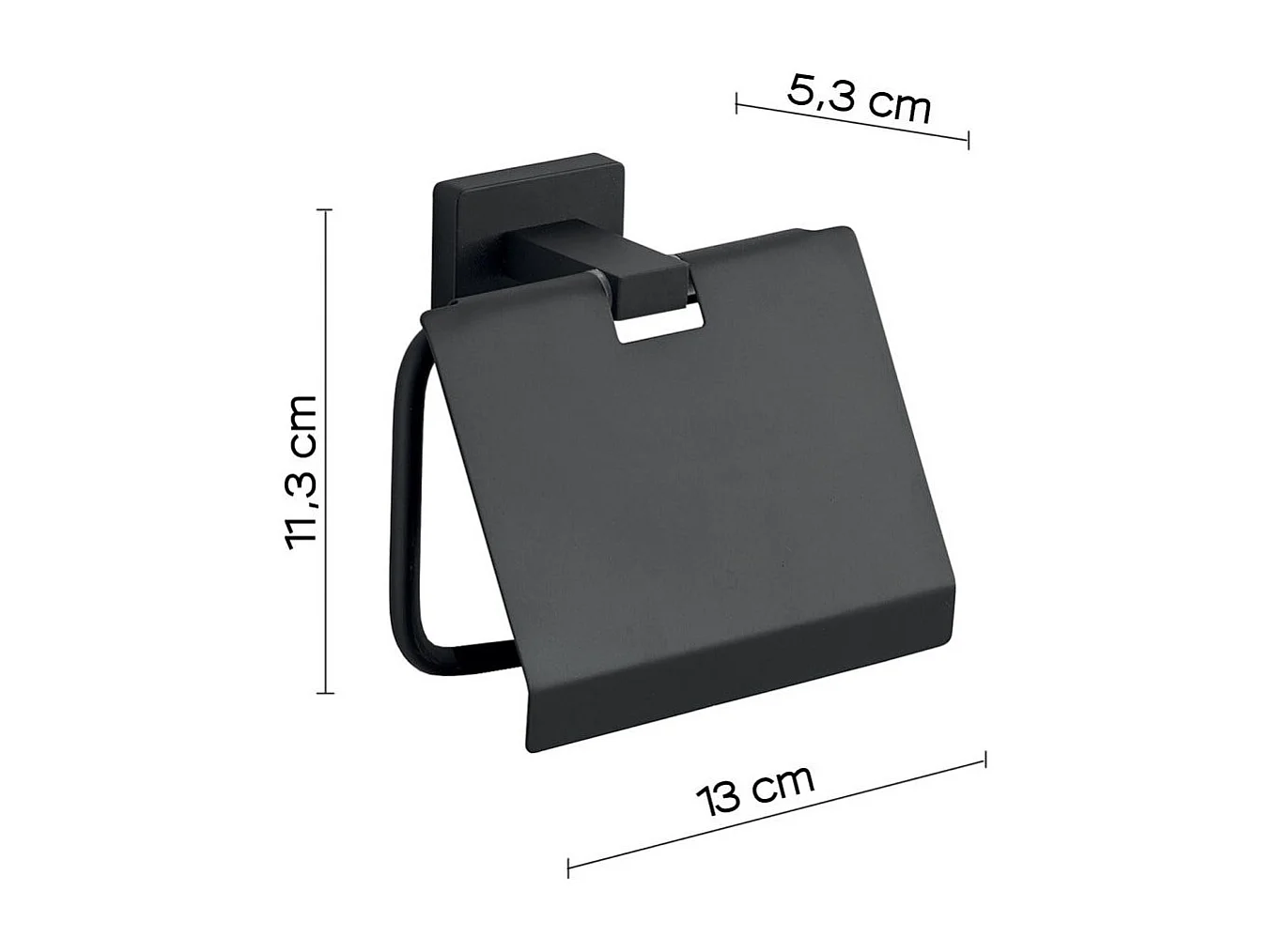 Porte-Rouleau De Papier Toilette Couvert En Acier Noir Mat | Atene