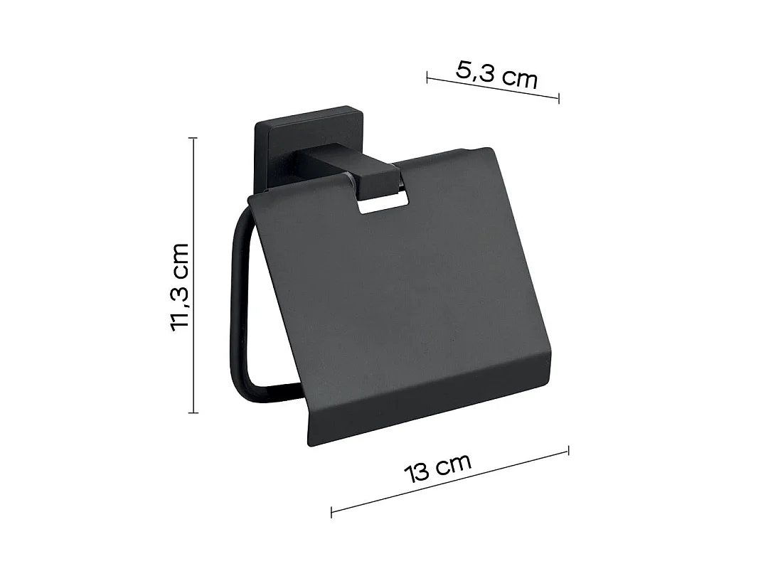 Porte-Rouleau De Papier Toilette Couvert En Acier Noir Mat | Atene