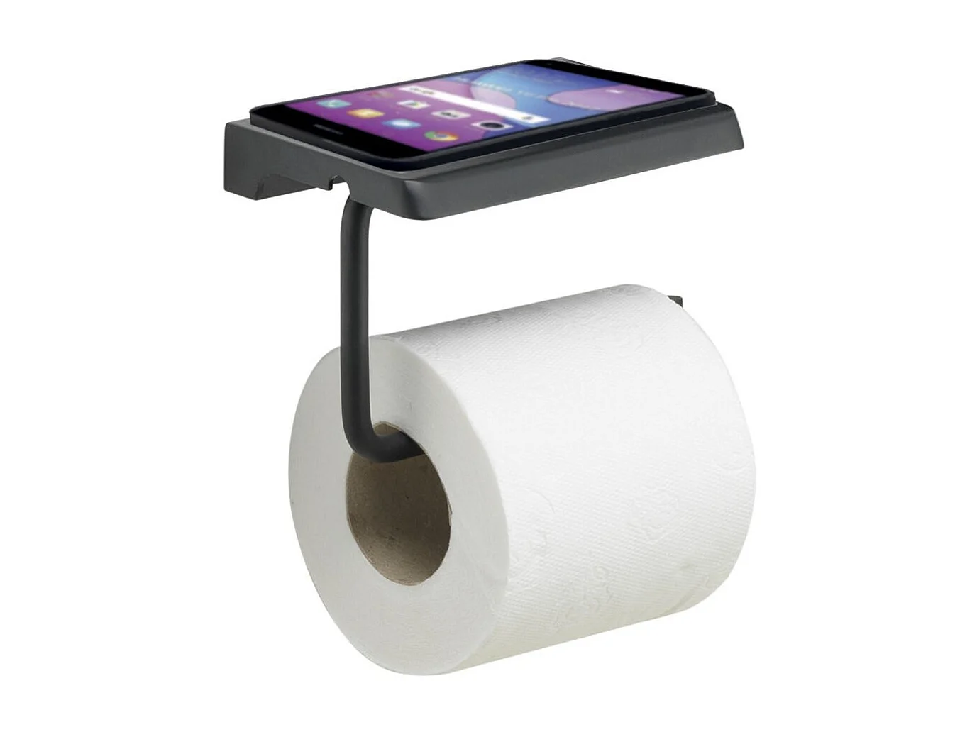 Porte-Rouleau Avec Tablette En Acier Noir Mat