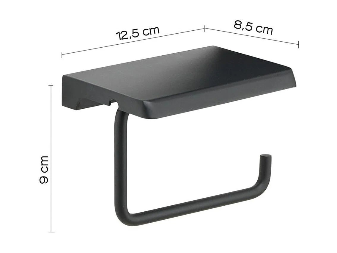 Porte-Rouleau Avec Tablette En Acier Noir Mat