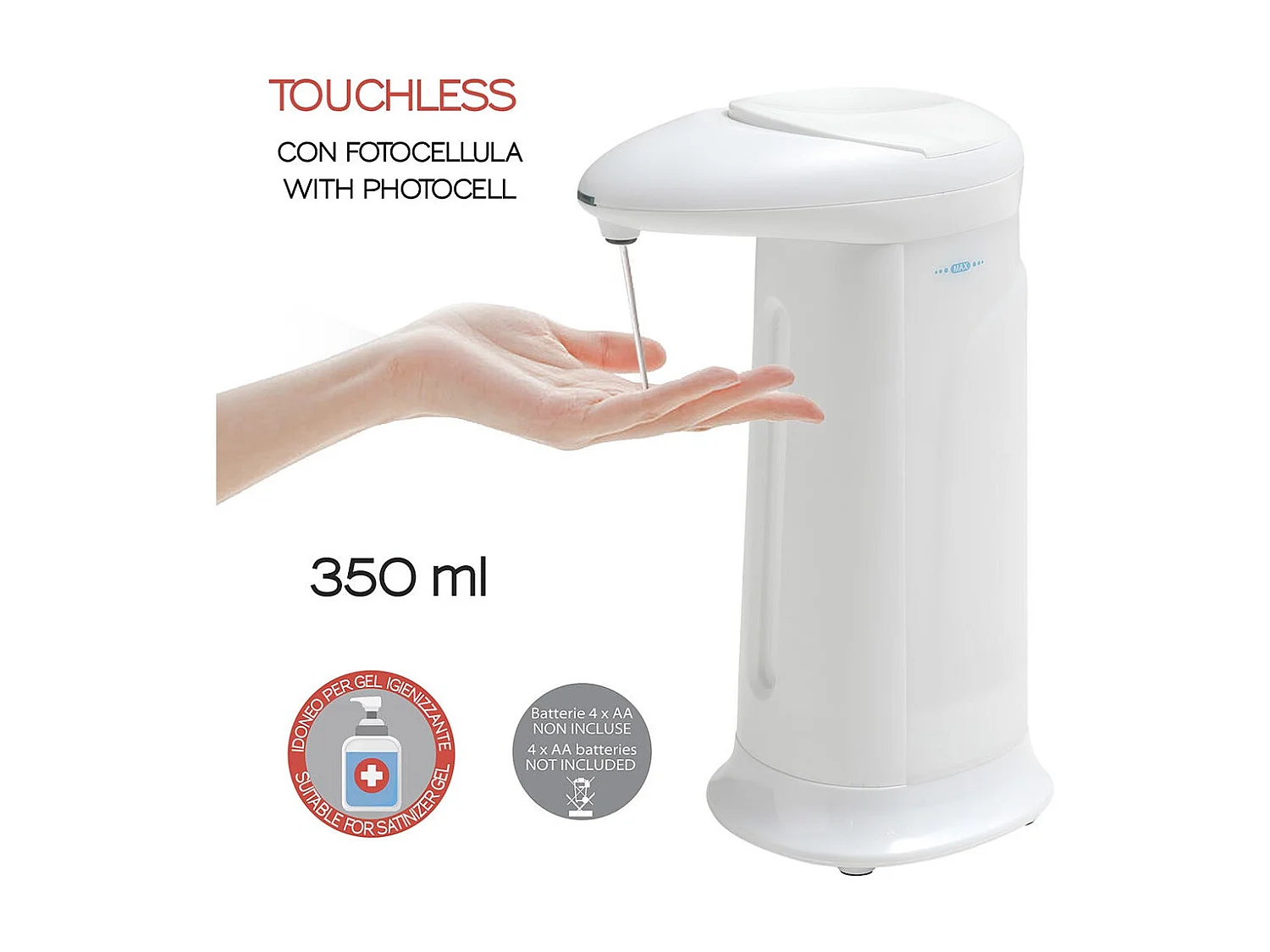 Distributeur De Savon/Gel Aseptisant Stand 350 Ml Blanc Abs  | Oyster