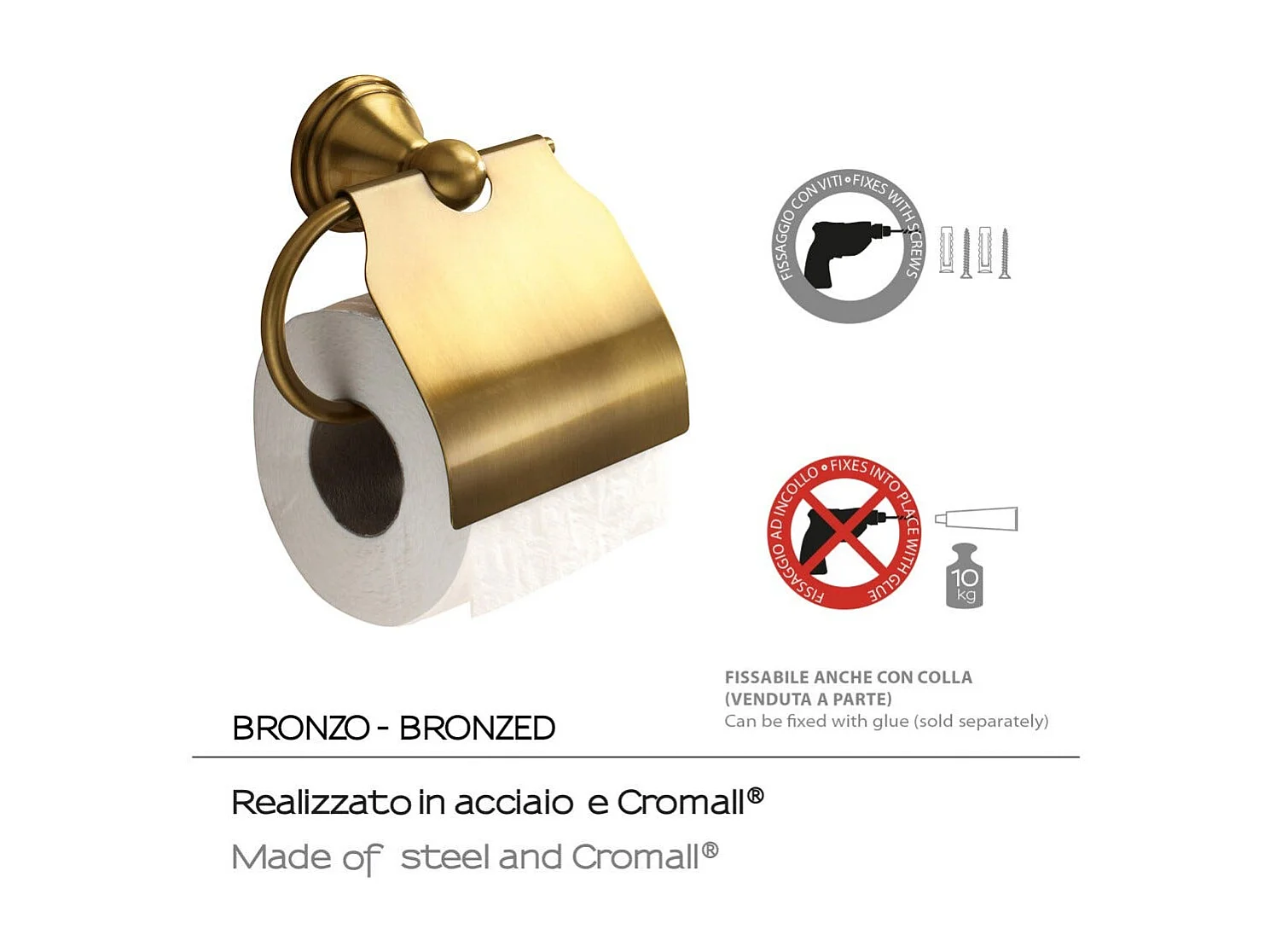 Porte-Papier Hygiénique Mural Bronze  | Rosa