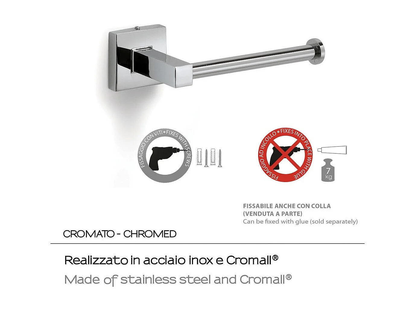 Porte-Papier Hygiénique Mural En Acier Inoxydable Chromé