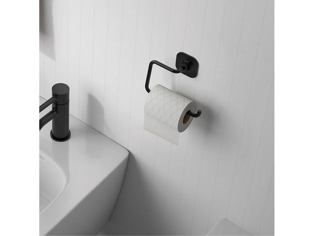 Porte-Rouleau De Papier Toilette Mural En Acier Inoxydable Noir Mat | Timo