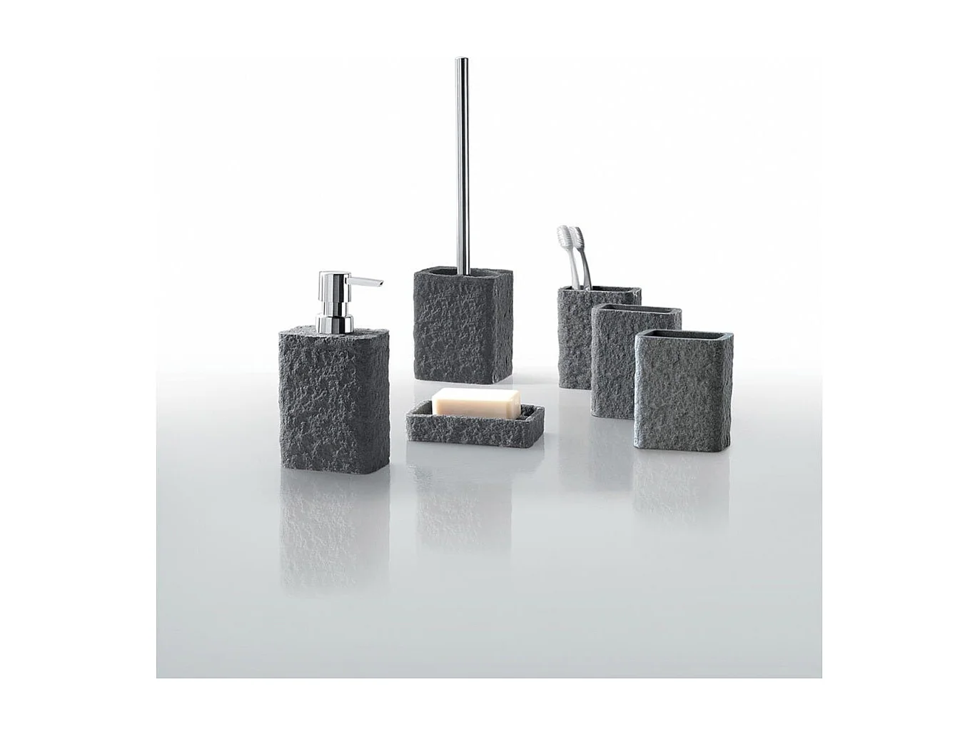 Distributeur De Savon Rectangulaire 360 Ml En Résine Anthracite | Gelso