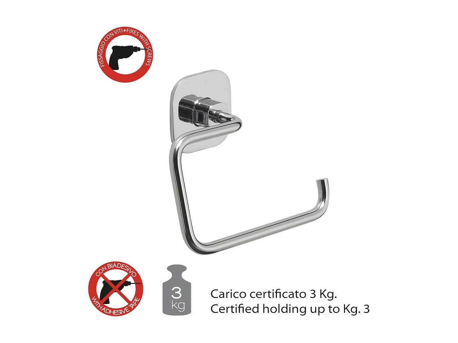 Porte-Rouleau En Acier Inoxydable Chromé  | Timo