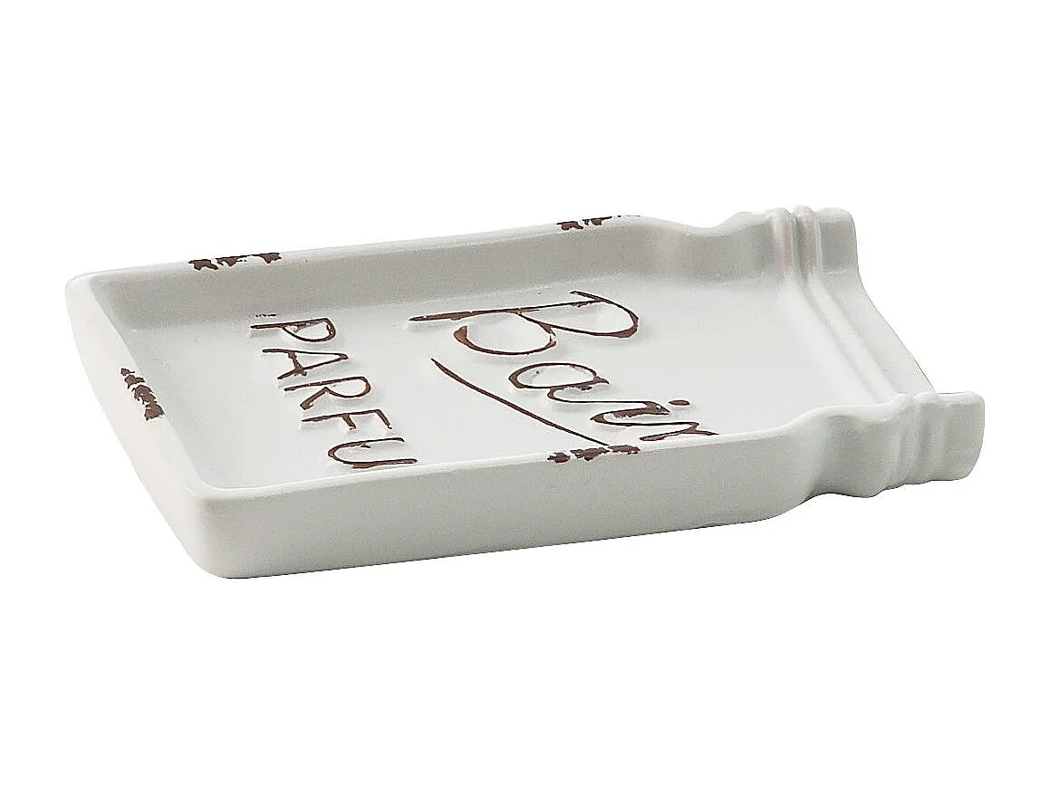 Porte-Savon En Céramique Blanche Décorée À Poser | Cindy