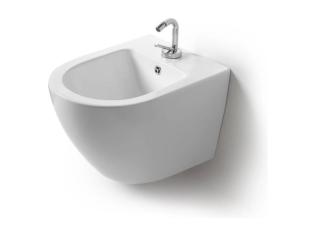 Bidet Suspendu Rond En Céramique Blanc | Folk