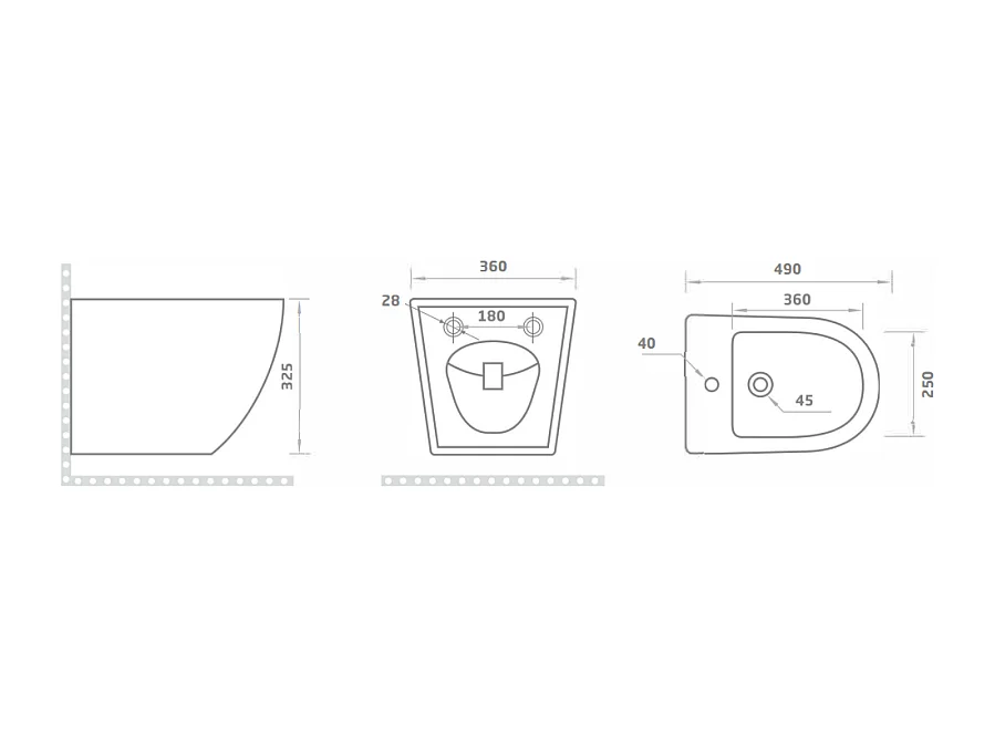 Bidet Suspendu Rond En Céramique Blanc | Folk
