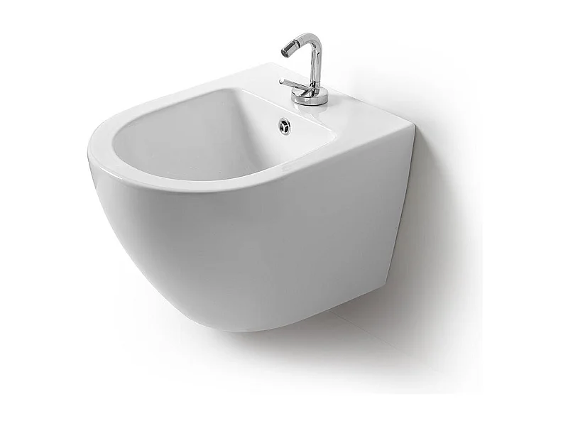 Bidet Suspendu Rond En Céramique Blanc | Folk
