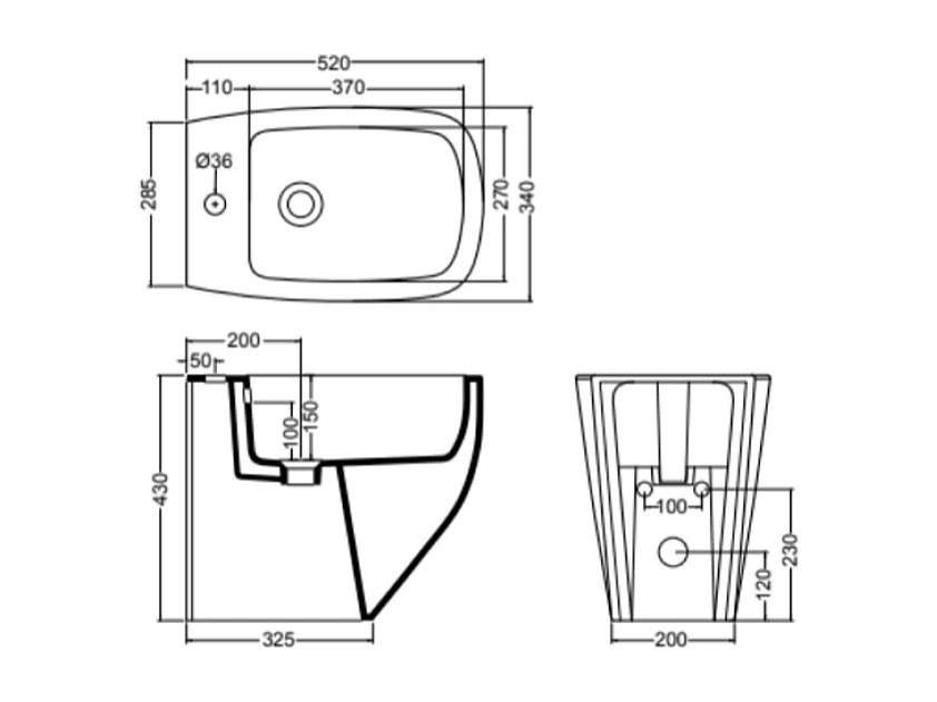 Bidet Affleurant Au Mur Céramique Noir Mat | Mozart
