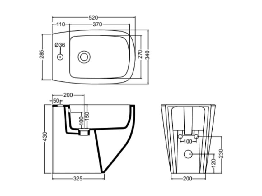 Bidet Affleurant Au Mur Céramique Noir Mat | Mozart