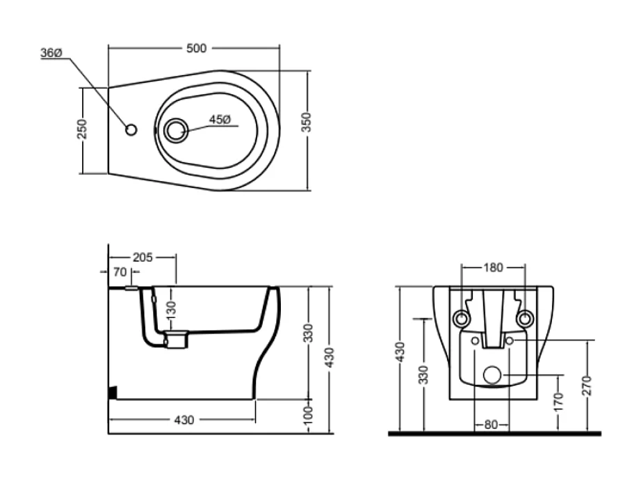 Bidet Mural Monotrou En Céramique | Soave
