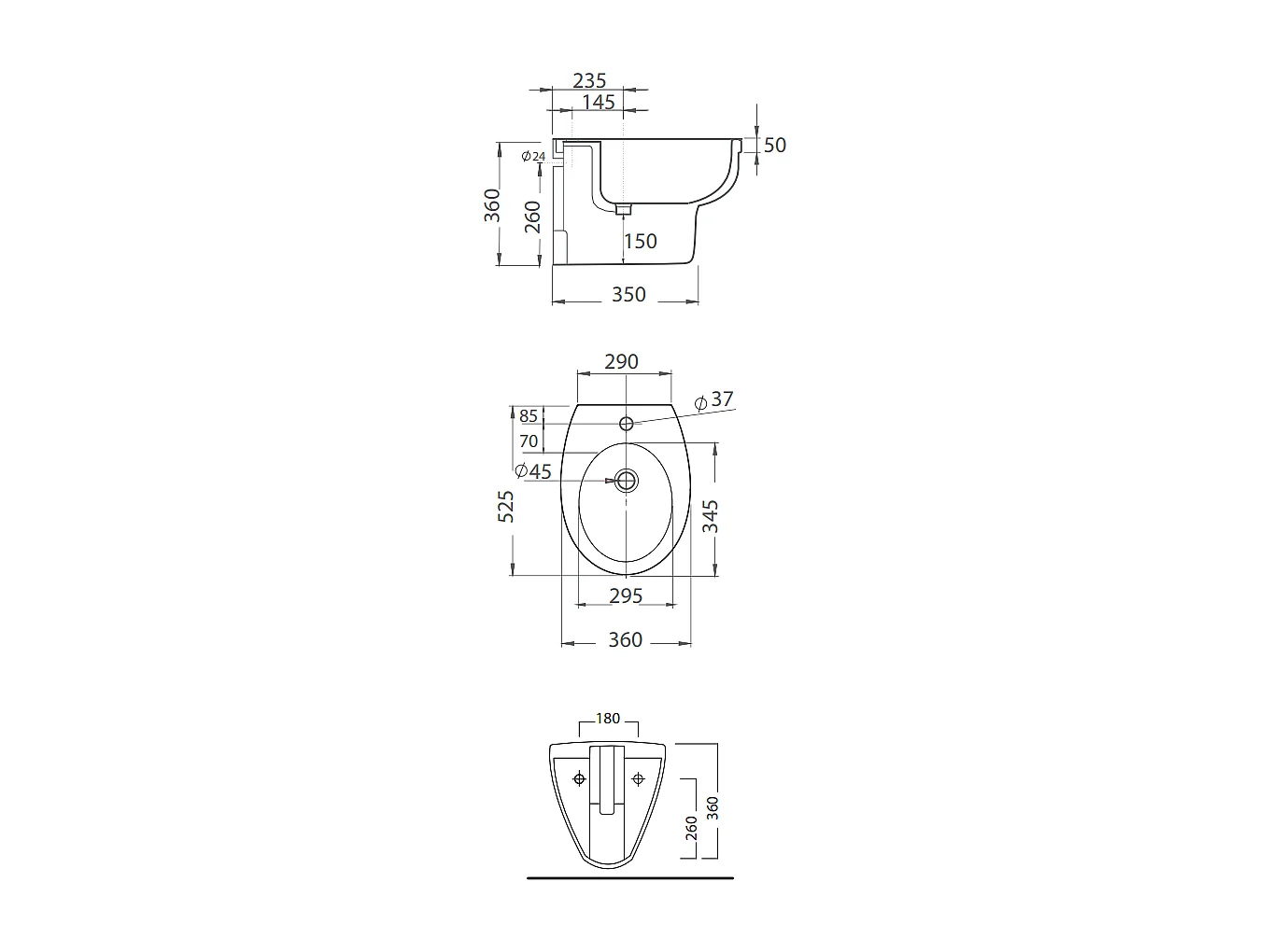 Bidet Suspendu En Céramique Blanche | Cipro