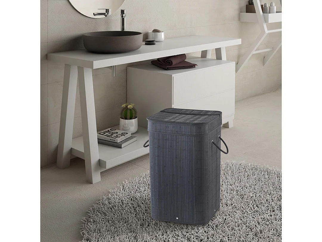 Panier À Linge En Bambou Noir