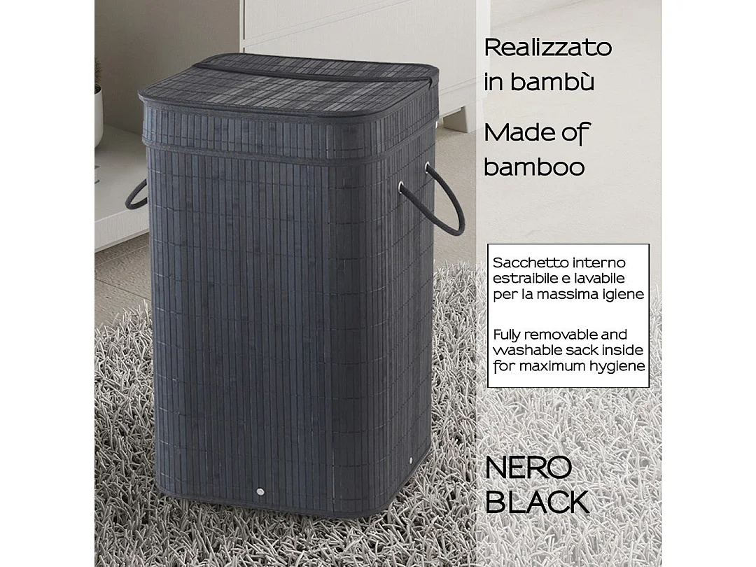 Panier À Linge En Bambou Noir