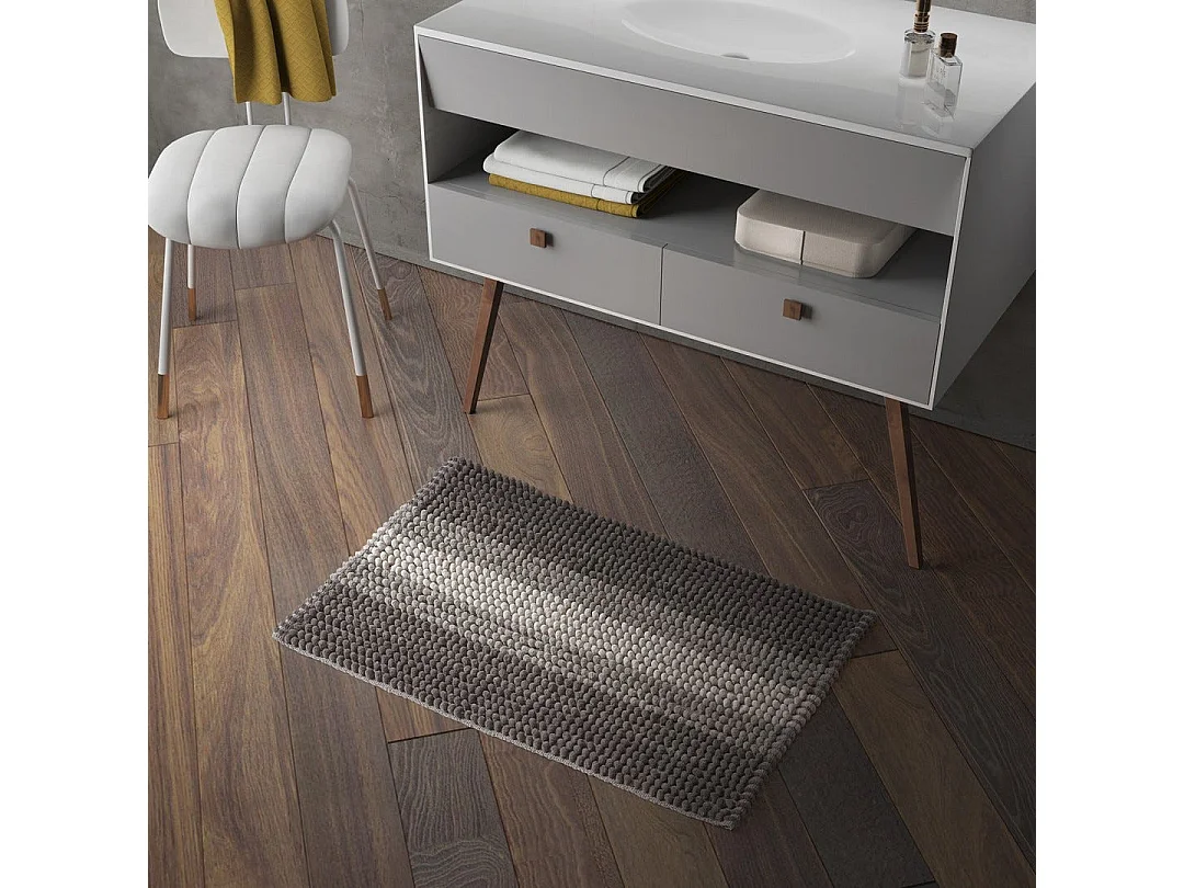 Tapis De Salle De Bain 50X80 Coton Et Microfibre Gris Tourterelle | Benjamin