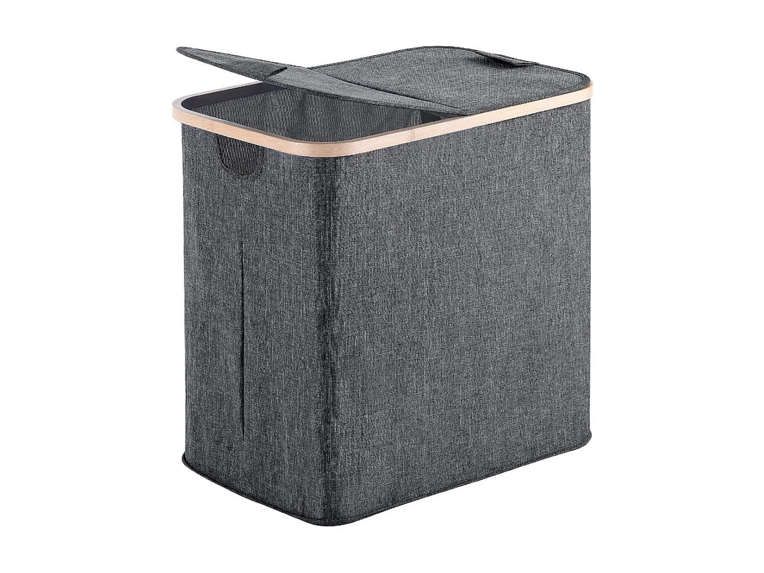 Panier À Linge En Bambou Et Polyester Gris 87Lt