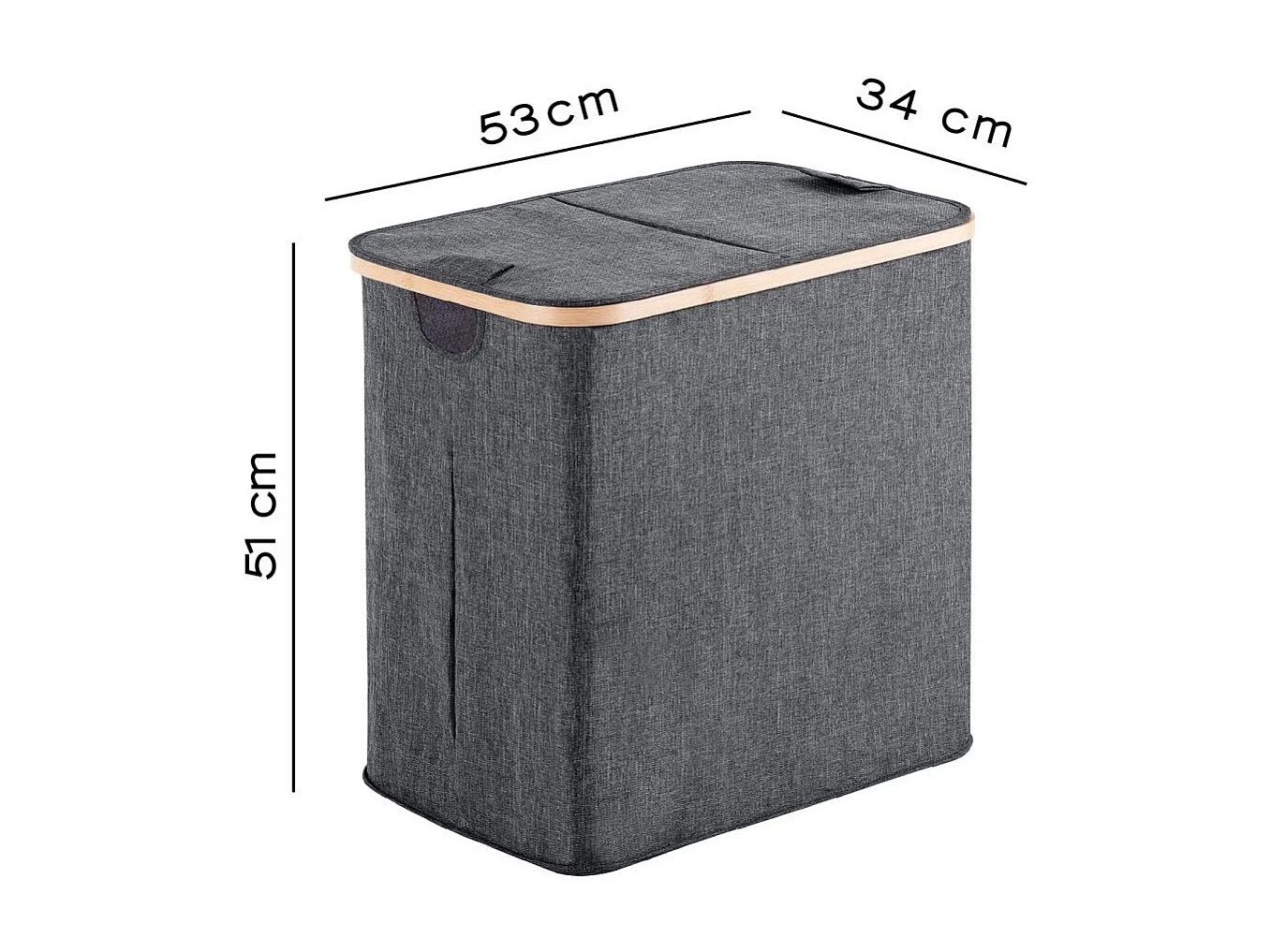 Panier À Linge En Bambou Et Polyester Gris 87Lt