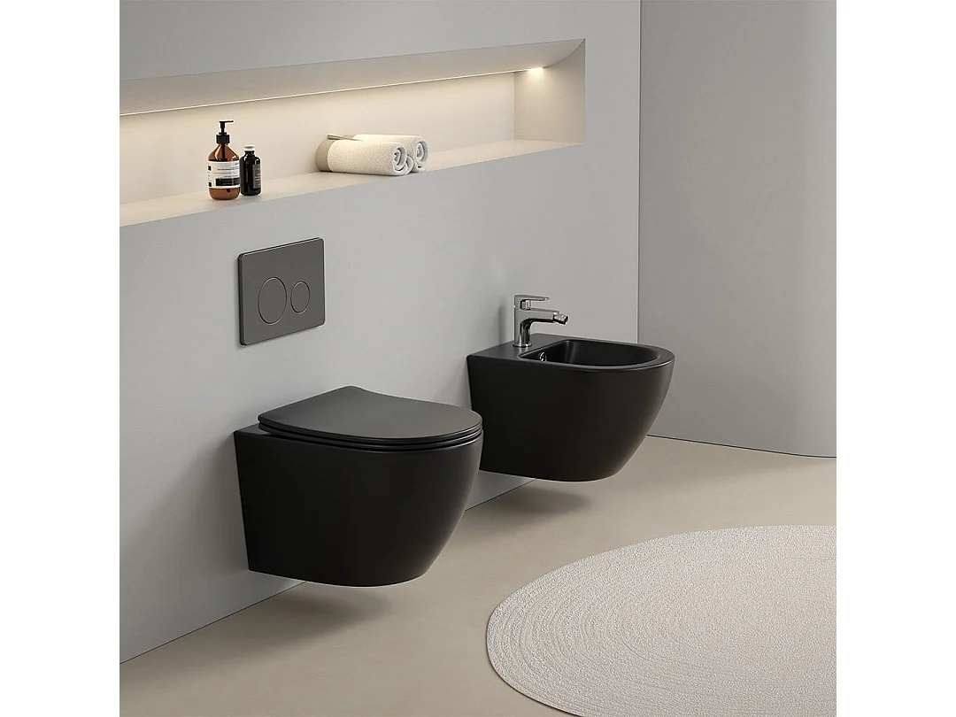 Bidet Suspendu Arrondi Noir Mat | Folk