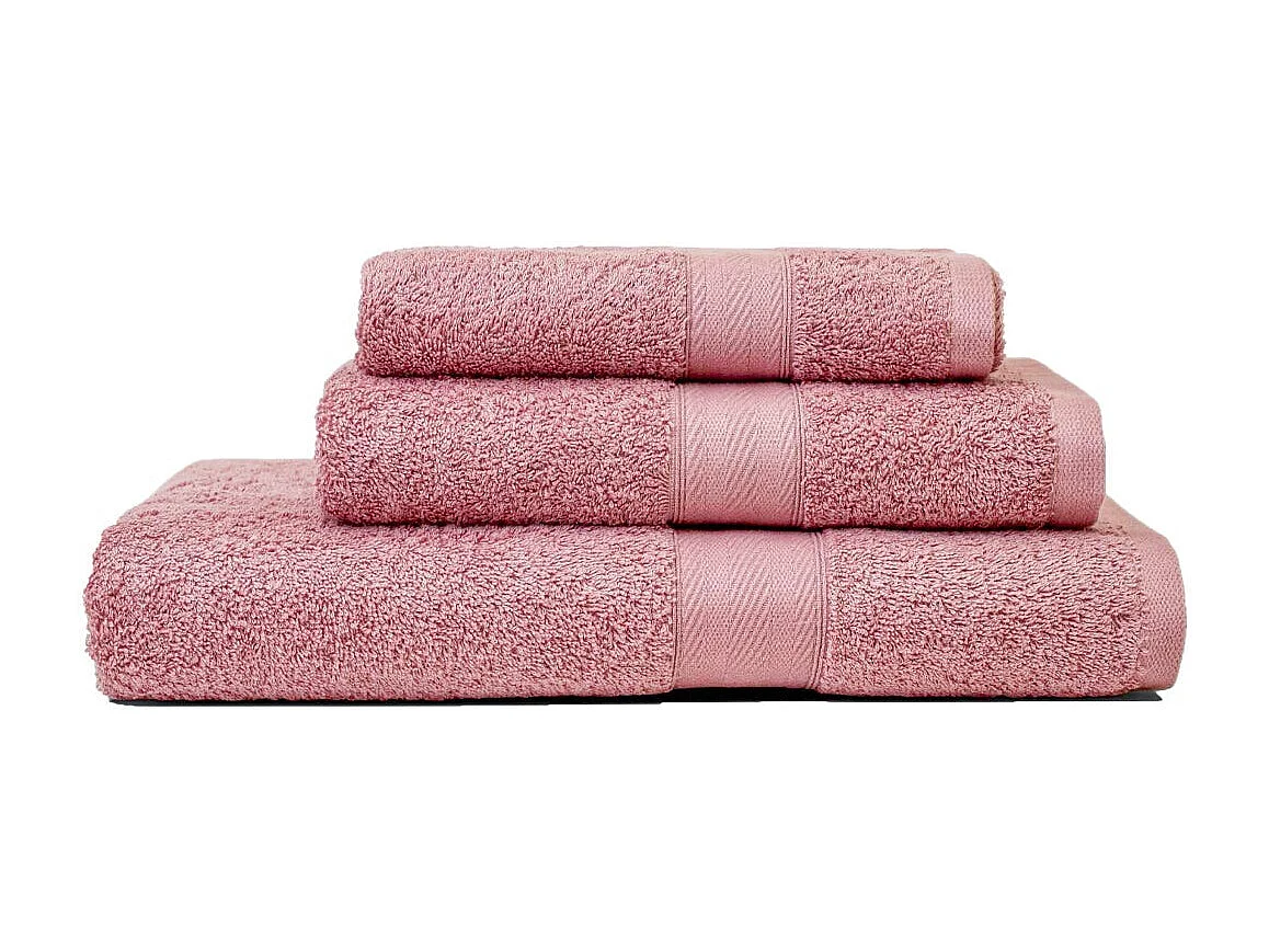 Set De Bain 3 Tailles Différentes Serviettes En Coton Rose Gerbera | Teddy