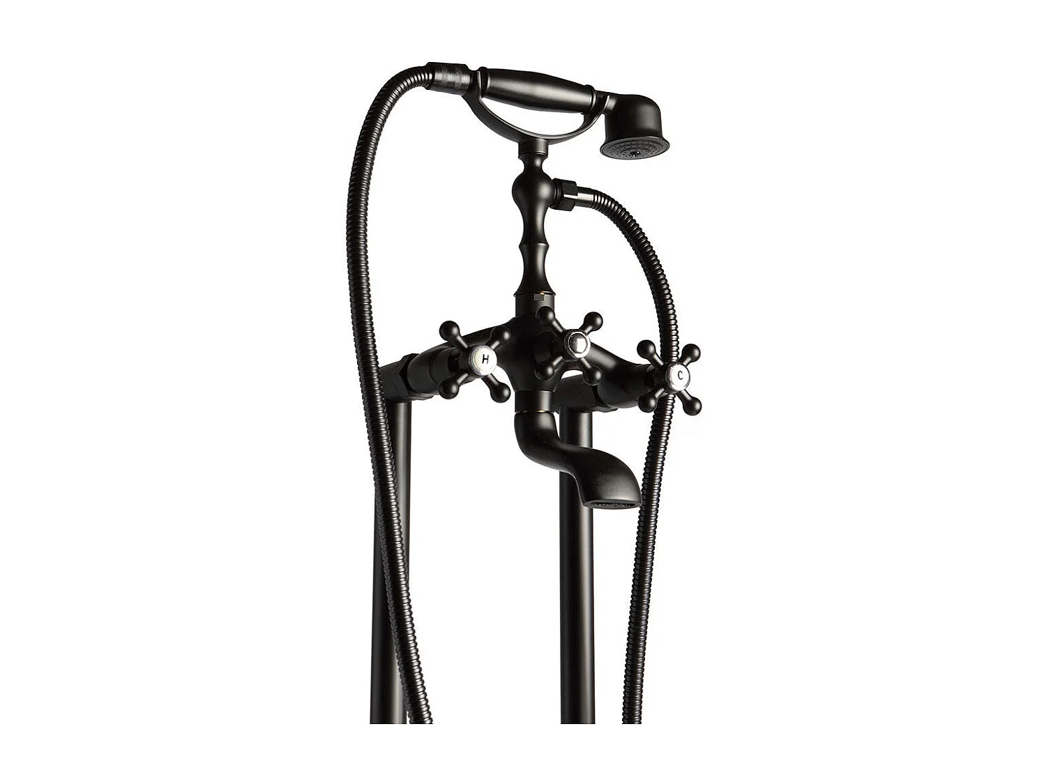 Robinet De Baignoire Autoportante Noir Mat De Style Rétro