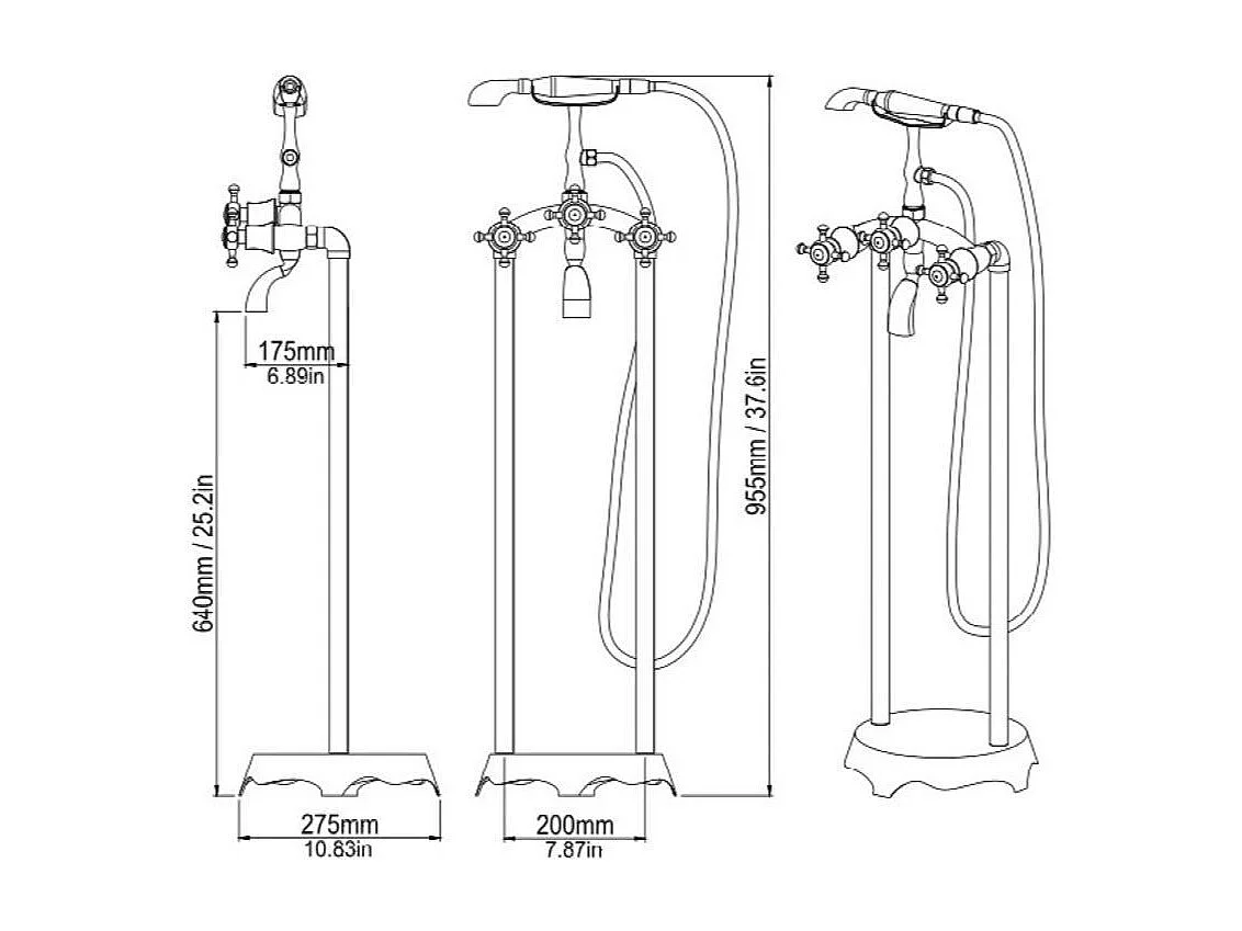 Robinet De Baignoire Autoportante Noir Mat De Style Rétro