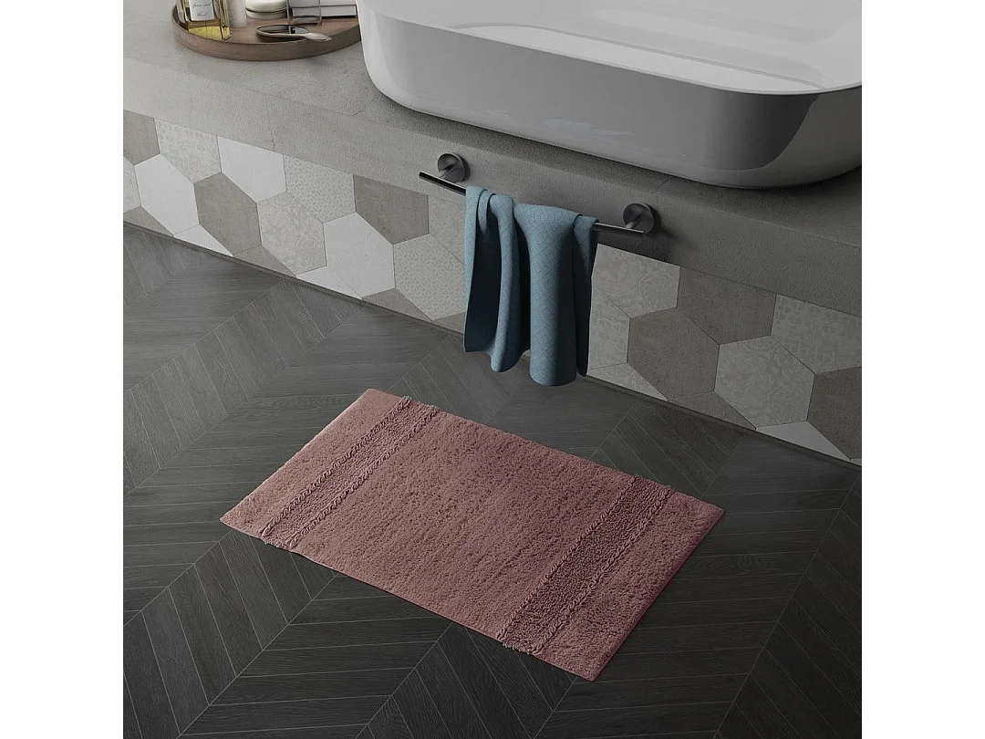 Tapis De Bain En Coton Antidérapant 50X80 Rose | Bessera