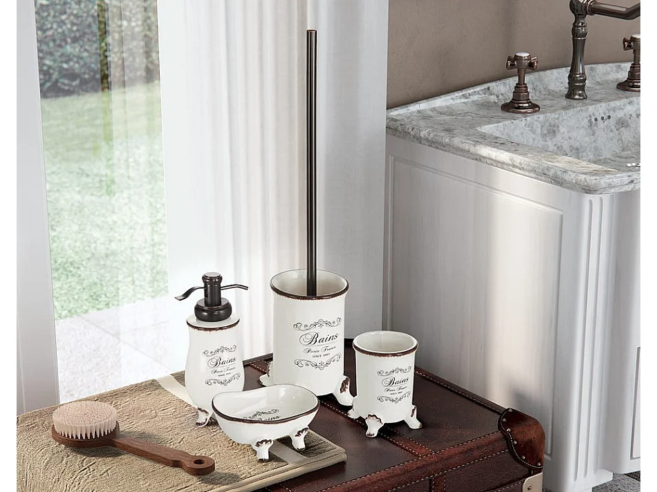 Porte Brosse Shabby À Poser En Céramique Décorée | Amelia