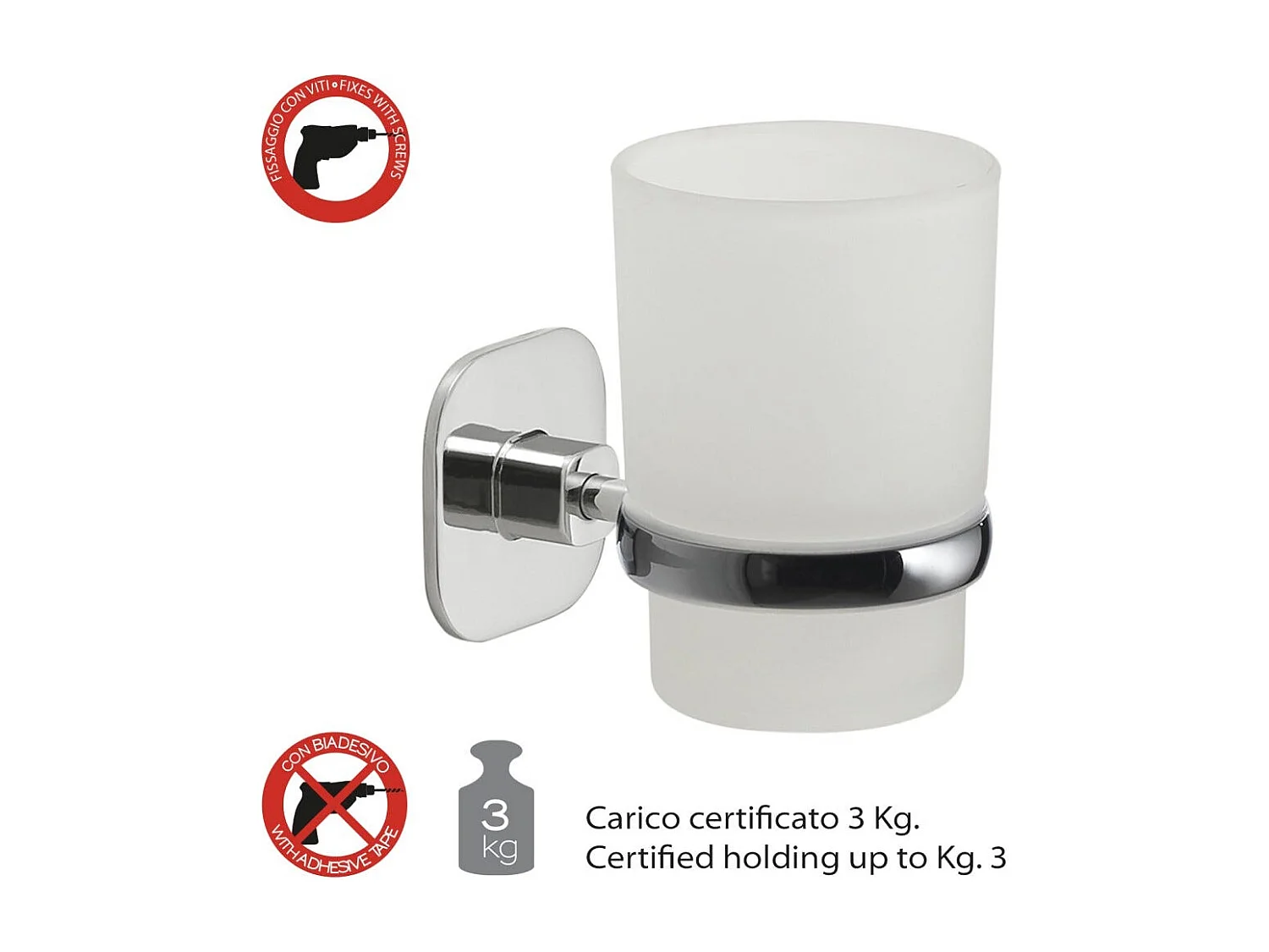 Porte-Brosse À Dents En Verre/Acier Inoxydable Chromé | Timo